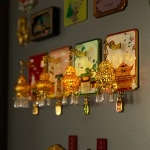 National trend Beijing Temple of Heaven Tiananmen Cultural Creative Luminous Metal Fridge Magnet Luminous Magnetic Souvenir Crafts