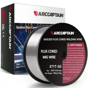 ARCCAPTAIN Flux Core Welding Wire .030'' .035'' E71T-GS Mig Welding Wire 2-Pound Spool Gasless Mild Carbon Steel Compatible With Lincoln Miller Forney Harbor Welder