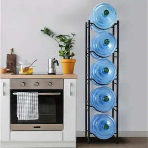 5-Tier Heavy Duty Metal Water Bottle Rack, Detachable 5 Gallon Jug Storage Organizer for Home, Kitchen, Office, Breakroom - Floor Standing, No Metal Pipe Included