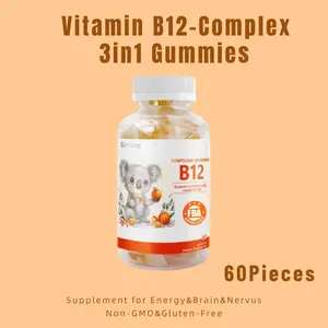 Geetop Vitamin B12 Magnesium Complex 60 Gummies-Vitamin B12,Folic Acid,Magnesium,Supplement for Energy,Brain&Nervus,vitamins women,Non-GMO&Gluten-Free