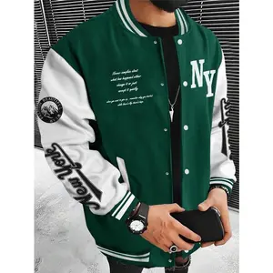 Varsity Jacket Color Block Letter Graphic Long Sleeve Baseball Jacket Bomber
