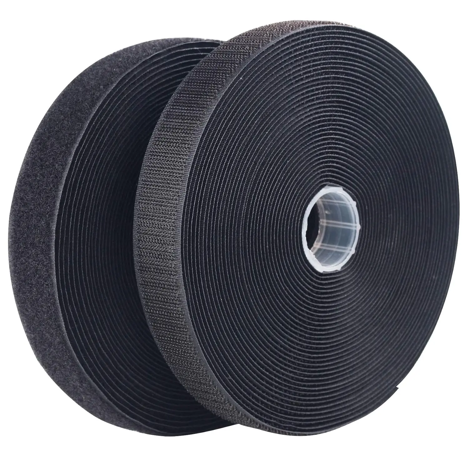 Sew On Hook and Loop Tape Extra Industrial Strength Nylon Fabric 1 Inch x 33  Each Roll No Adhesive Hook Loop Strip for Sewing on DIY Cloth Shoe Curtain Bag  Gears Color Black (NHTB33)