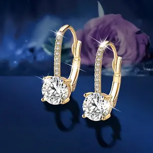 Christmas Gift Bridal Earrings & Fashion Jewelry Diamond Pendant Earrings with Golden Plated Cubic Zirconia Hanging Lever 2 Pairs Sparkling Daily Versatile Earrings Lightweight & Elegant Design Perfect for Parties Dances Everyday Wear For Women
