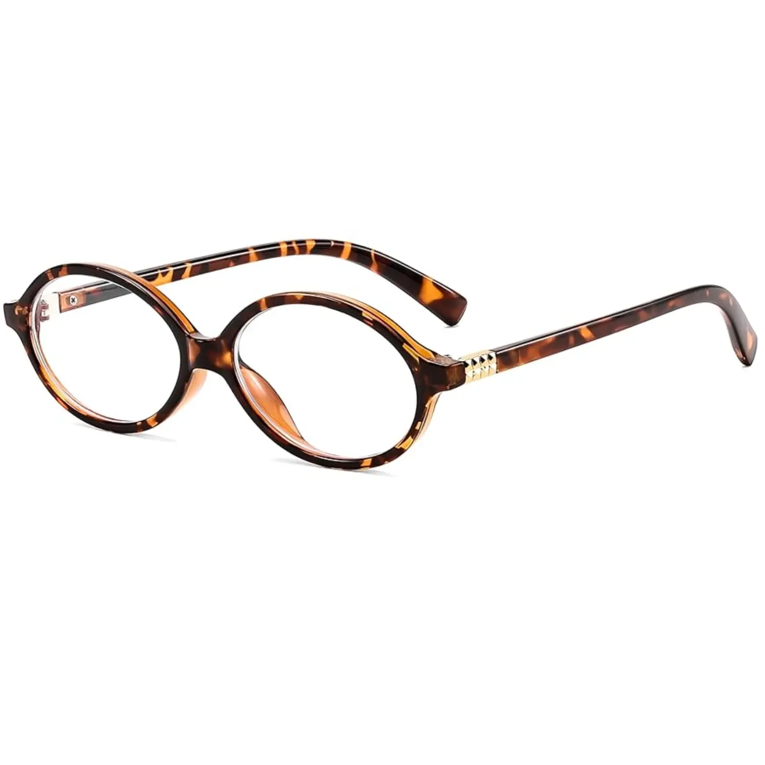FEISEDY Vintage Oval Glasses for Women Men Retro Tortoise Blue Light Blocking Glasses Small Fake Nerd Eyewear Frames B0254, Blue Light Glasses, Bookish Non-Prescription Glasses