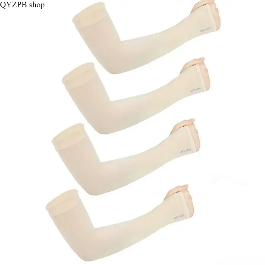 4 Pairs Unisex Ice Silk Cooling Arm Sleeves, Stretch UPF50+ UV Sun Protection with Non-Slip Design for Outdoor Running, Cycling, Gardening, Outdoors, Stretchy, Breathable, Cooling Feel, Daily Commuting