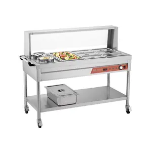 VEVOR Commercial Food Warmer, 7 Pans + 2 Pots Electric Steam Table, 1800W Professional Buffet Catering Food Warmer with Shield Undershelf Wheels, Stainless Steel Server for Party Restaurant Hotel