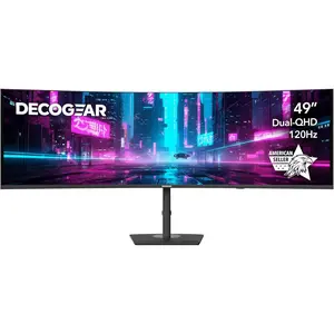 Deco Gear 49″ Curved Ultrawide Dual-QHD Monitor | 5120×1440 32:9 HDR400 | 120Hz VA Panel | USB-C 65W PD, FreeSync, PBP/PIP, KVM Switch | Built-in Speakers & Ergonomic Stand