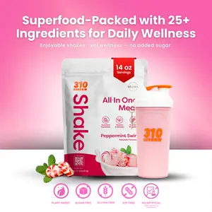 310 Nutrition All-In-One Meal Peppermint Swirl Shake - 14 Servings, Plant-Based Protein, Sugar-Free, Gluten-Free, Soy-Free, Healthy Living Shake - Flavor