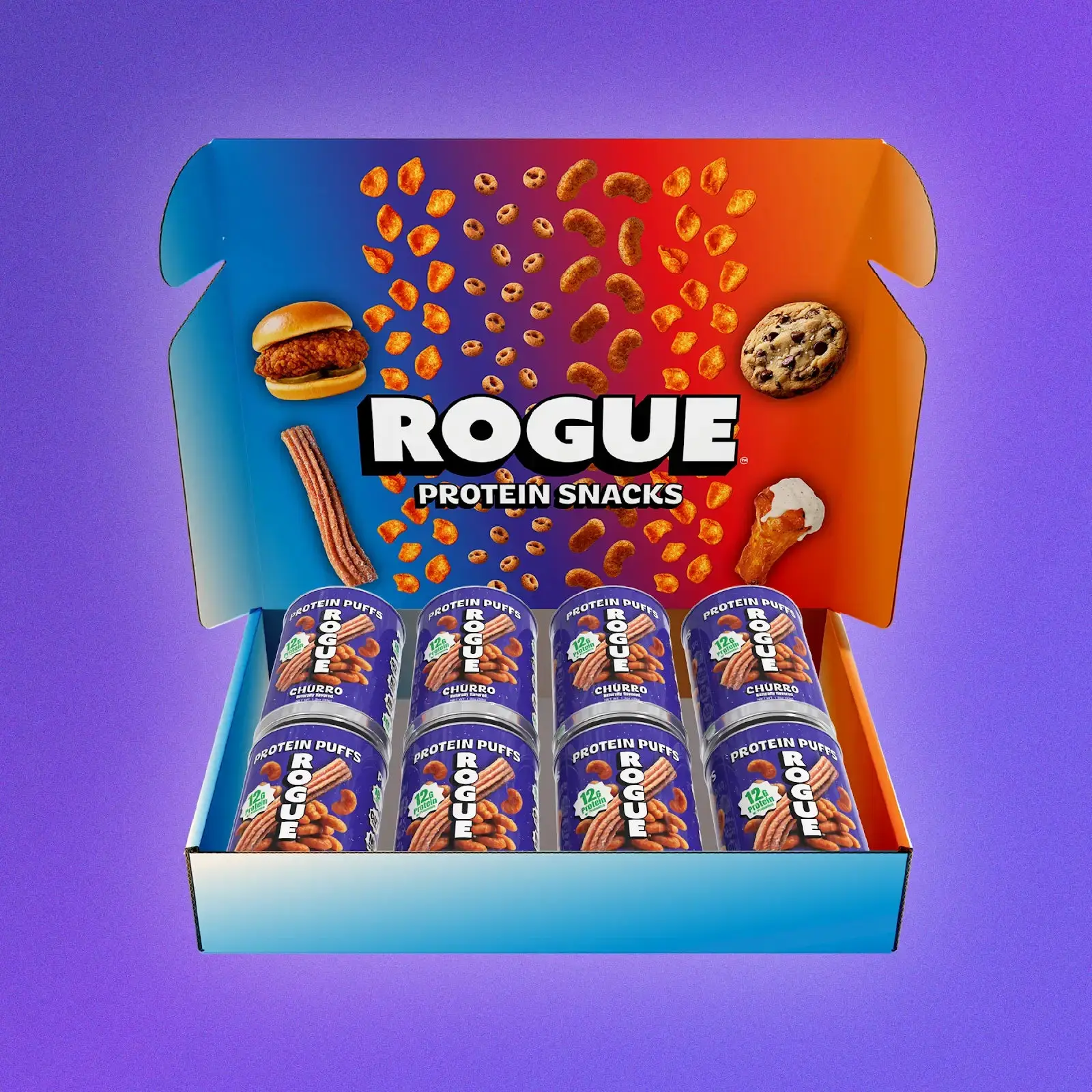 Rogue Protein Snacks | Cinnamon Churro Protein Chips (4-pk & 8-pk) | 20g Protein, Clean Ingredients, 1B+ Active Probiotics, Flavor Blasted Healthy Snack
