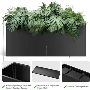 Garvee Heavy Duty Metal Raised Garden Bed Planter Box – 51"x18"x12" Open-Bottom Design for Superior Drainage – Weather-Resistant Powder-Coated Steel – Tool-Free Snap Assembly – Ideal for Outdoor Patio, Balcony, Yard