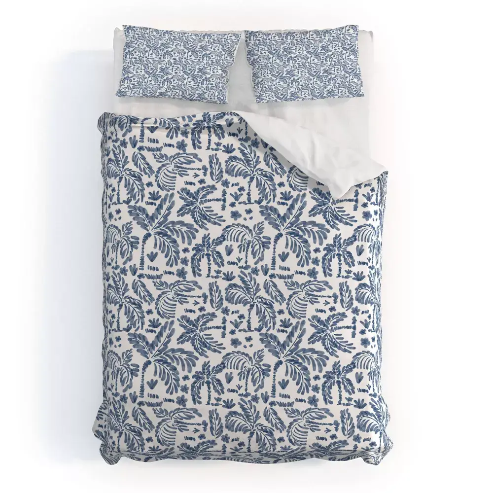 Deny Designs Twin/Twin XL Marta Barragan Camarasa Coastal Jungle Charm Duvet Cover Bedding Set Blue
