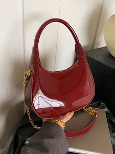 Valentine's Day gift! Angola Red Exquisite Personalized Crescent Bag, Fashionable Retro Simple Single Shoulder Crossbody Bag with Thin Chain Shoulder Strap Design, Multi functional Handbag, Suitable for Date and Party