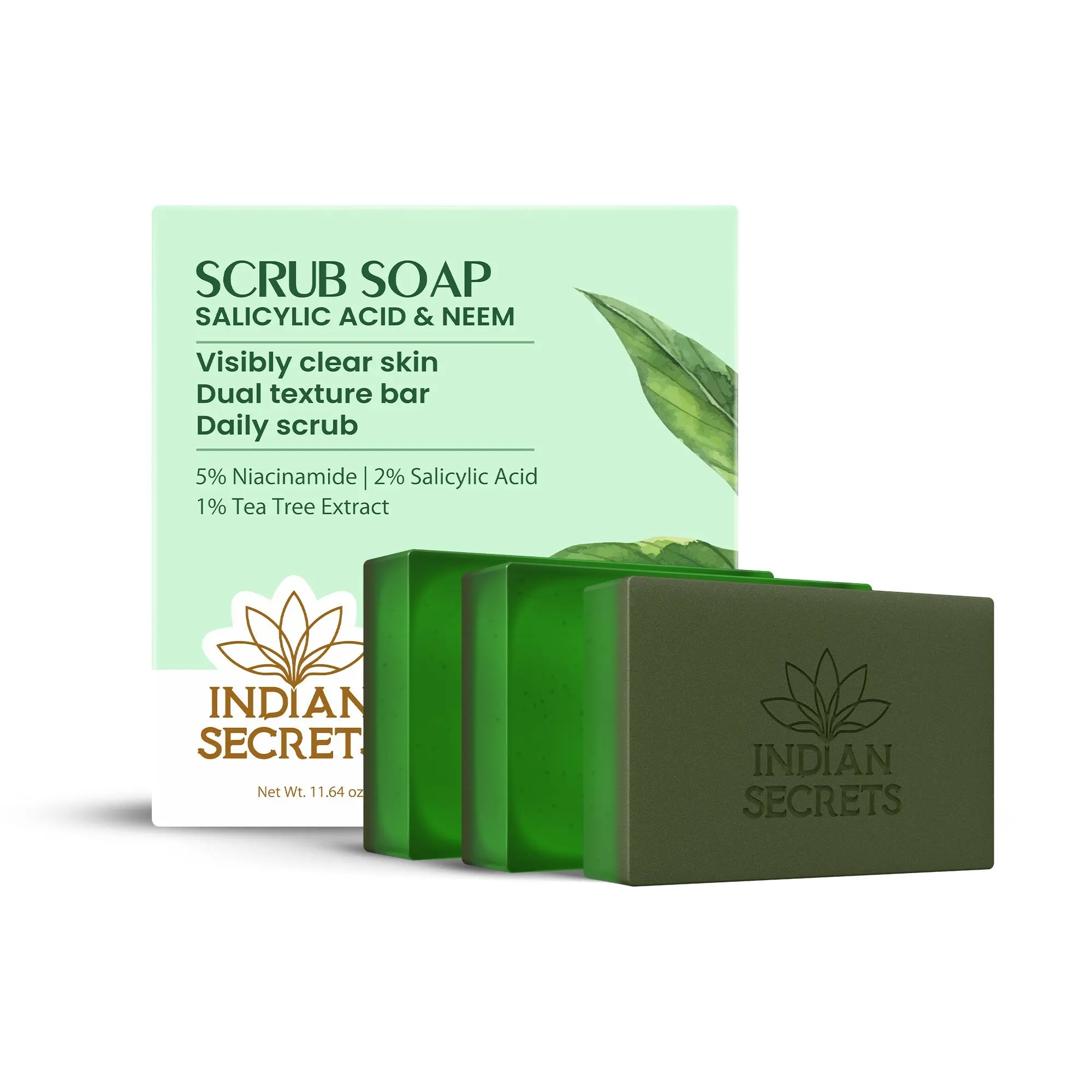 Indian Secrets Scrub Soap Salicylic Acid & Neem (Pack of 3) Indian Secrets Scrub Soap Salicylic Acid & Neem (Pack of 3)
