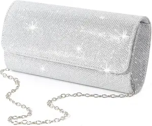 Evening Bag Clutch Purses for Women Ladies Sparkling Party Handbag Wedding Bag with Detachable Chain Glitter Detail Classic Fashion Style 3-in-1 Options