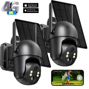 4G LTE Cellular Solar Security Camera Wireless Outdoor, No WiFi Solar Powered Camera, 360 °   Live View, 2K Color Night Vision, PIR Motion Sensor, 2 Way Talk, Build in SIM Card(Data refill is required) - Black