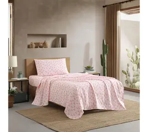Wrangler Steer Skulls Pink Twin Microfiber Sheet Set