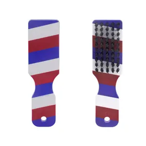 Barber Stripe Design Durable Handle Fade Brush for Barbershop Hair Cutting Neck Duster Fading Tool