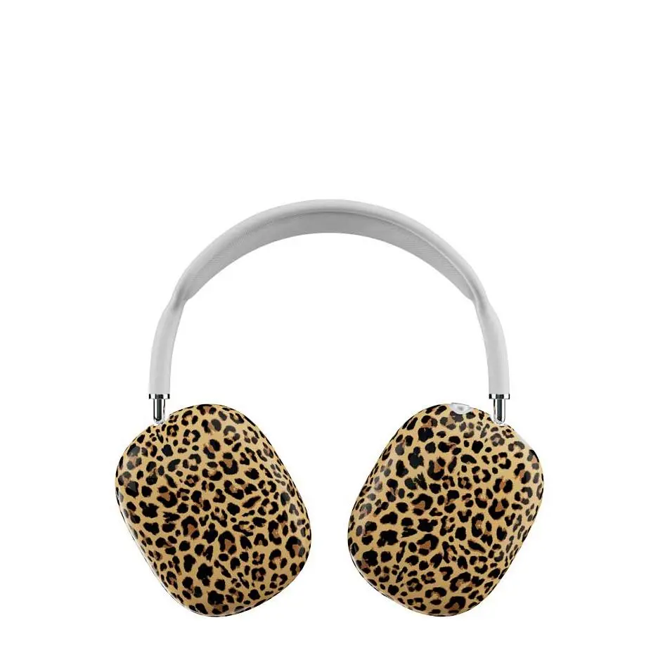 Meow Airpods Max | Limited Edition Trendy Airpods Case | Protective Fierce Chic Multicolor | Women Owned Small Business | Beige Background Black and Brown Leopard Print Aesthetic Background | Safety Casing Protective | Gift for Her