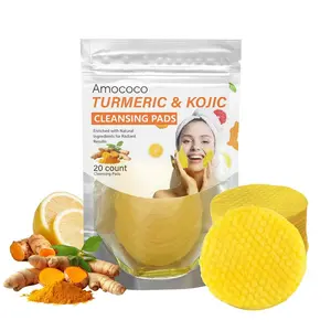 Turmeric & Kojic Cleansing Pads - 20 or 40 Count for Gently Cleansing & Balancing Oil for Clear Radiant Skin