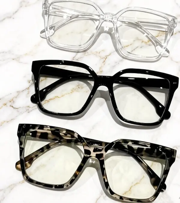 3-Pack Women's Vintage Square Eyeglasses, Casual Non-Prescription Fashion Glasses with Polycarbonate Frames, Includes Leopard Print & Case, Casual Glasses Eyeglasses, Square Frames Glasses