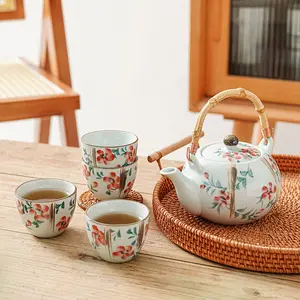 Pastoral Style Tea Set 5pcs With Tea Cup And Tea Kettle