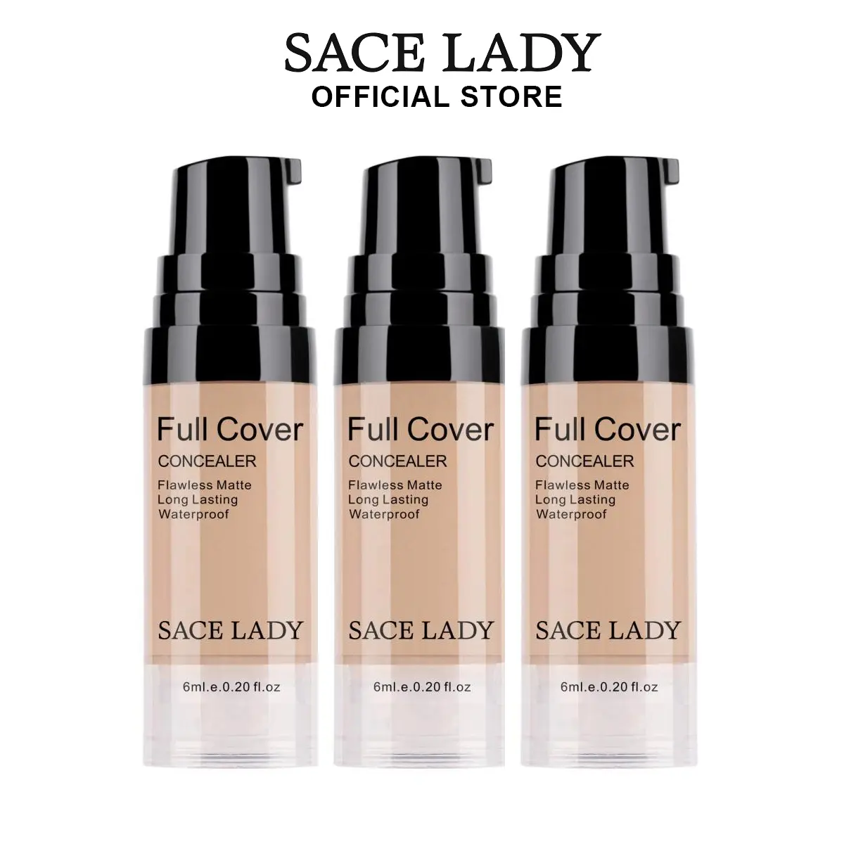 SACE LADY 3-Pcs Full Coverage Liquid Concealer Set, Waterproof Soft Matte Smoothing Cosmetic, Contour Powder For Eye Dark Circles, Spot Face Makeup, Soft Matte Makeup
