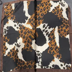 Western Ranch Rag Wild Cowboy Scarf, Boho Style, black/brown and cream animal print.  24 inches Square
