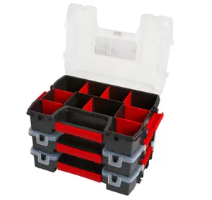 CRAFTSMAN Storage Organizer, Small Parts Organizer, 3-Packs with 10-Compartments, Lid Includes Secure Latch (CMST60964M) Boxes Multicolor