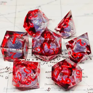 Dnd Dice Set, Polyhedral Dice, Handmade Resin Liquid Core Dice, Sharp Liquid Core Rpg Accessories, Perfect for Tabletop Games, Role-Playing Game Gear