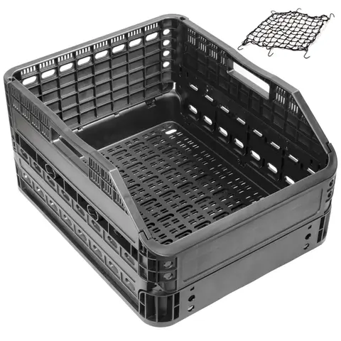 CyclingDeal Foldable Rear Bike Basket - Patented Design Easy to Install Bicycle Basket with 34L Large Capacity - Premium Quality Basket for Bike Durable Resistant to Heat & Corrosion