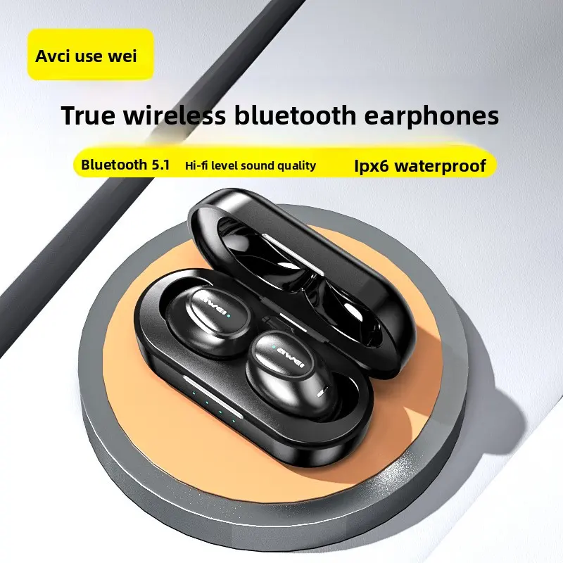 AWEI Private Model TWS Bluetooth Headphone - In-Ear Anti-Drop Design Wireless Earbuds with Hi-Fi Level Sound Quality for Sports (PC Gaming, Mobile Electronics Accessory)