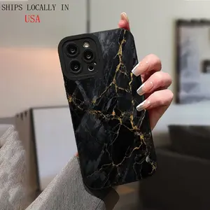 Exquisite Black Golden Marble Pattern Anti-Fall Mobile Phone Case, Suitable for iPhone 16 Plus/15/14/13/13 Pro Max, 12/12 Pro, 12 Pro Max, 11 Protection Aesthetic