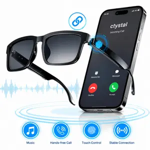 Smart Bluetooth Audio Glasses with Open Ear Speakers and Built in Microphone for Hands Free Calling, Voice Assistant, Anti UV Sunglasses with Touch Control for Running, Driving and Outdoor Activities, Wearable Tech Glasses