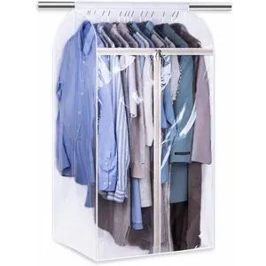 Hanging Garment Bags For Closet Storage, Large Clear Window, Hanging Clothes Storage, Garment Rack Cover, Coat Protector For Suits, Wardrobes (Bottom Enclosed)