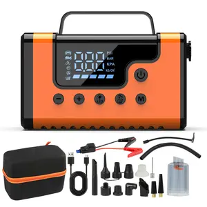 2026 Upgraded 8-in-1 Jump Starter Portable with Air Compressor Cleaning Vacuum All Fuel Types Compatible 12L Diesel Starter 150PSI Tire Inflator & Blower LED Lighting LCD Display Auto Tool Kit Jack Set