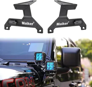 MAIKER Dual A-Pillar Light Mount Dual Lower Windshield LED Work Light Mounting Brackets for 2018-2022 Jeep Wrangler JL/JLU and Gladiator JT 1 Pair, Black (Not for Mojave and 392)