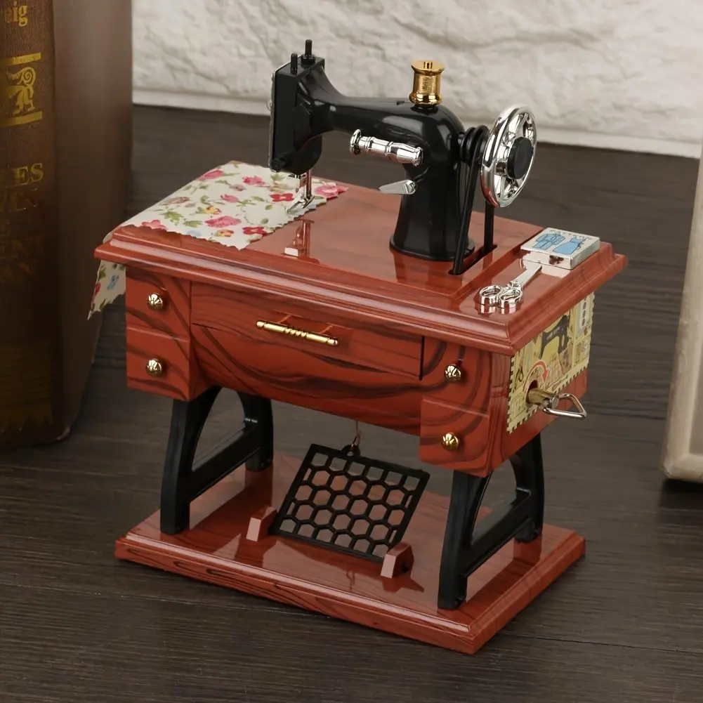 Clock Style Mini Vintage Clockwork Music Box – Retro Tabletop Mechanical Music Player, Unique Design, Meaningful Birthday Gift, Special Mother's Day Present for Mom & Grandma, Room Decoration
