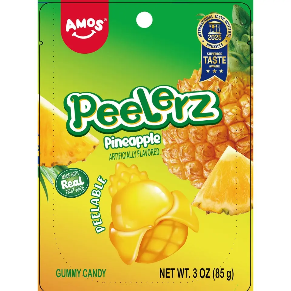 Amos Peelerz Peelable Gummy Fruit Candy (Pineapple / Lychee / Green Apple / Lemon) 3 oz Amos Peelerz Peelable Gummy Fruit Candy (Pineapple / Lychee / Green Apple / Lemon) 3 oz