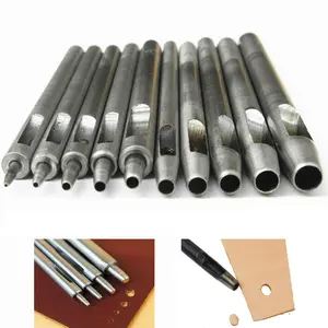Steel Leather Punch Tool Kit, 10 Sizes (0.5-5.0mm) for Belt, Wallet, Bag, Crafting | Heavy-Duty Hole Puncher Set with Case, Professional Leatherworking Tools for DIY & Repair