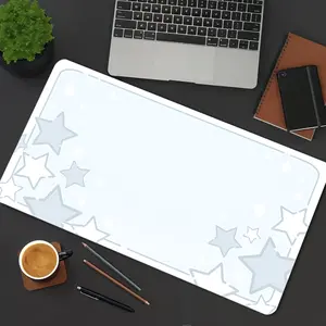 Stars Pattern Mouse Pad Diamond Starry Gaming Mouse Pads Light Blue Artistic Large Mousepad Rubber Stitched Edges Keyboard Pad XXL Desk Accessories Desk Decor For Office Ideal Gift for Men Women