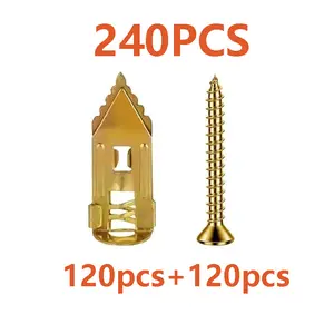 120PCS/240PCS Self-Drilling Drywall Anchors Kit No Drill Needed Easy Hang for Home & Office Includes 100 Anchors 100 Screws for Quick Install Adjustable Hooks & Bracket