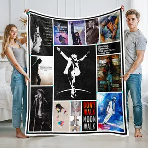 1PC celebrity Michael Jackson patterned nap blanket, warm and comfortable soft fur blanket for sofa bed, gift for home comfort, lightweight Inspirational blanket, sofa cover blanket, travel camping, living room office flannel blanket, Cozy Blanket Throw