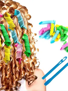 Hair Curler Set, 18pcs Random Color Heatless Hair Curler Hair Hooks Sticks, Harmless Curling Tools for Daily Use, Diy Curly Hair Styles Hairdressing, Heatless Curlers, Curling Hair Rollers, Heatless Styling Tool, Heatless Curling Rod