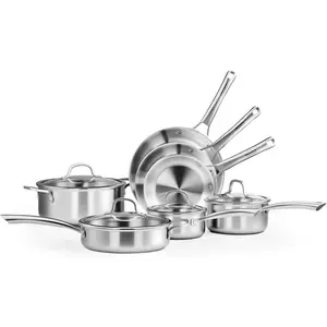 ROVSUN 11-Pcs Stainless Steel Cookware Set, Tri-Ply Pots and Pans Set with Lids, Full Clad Stainless Steel, Non-Toxic Kitchen Set, PFOA & PTFE Free, Compatible for All Cooktops SpringStatements