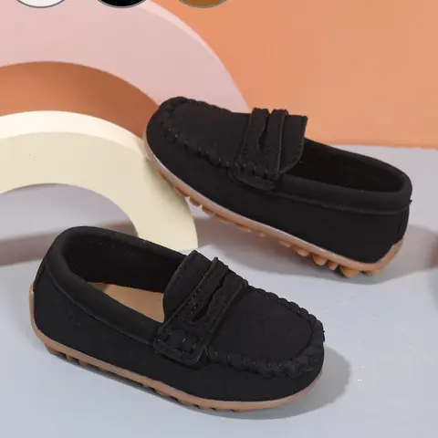 Boys' Lightweight Slip-On Loafers, Flat Shoe, Retro Solid Color Design, Comfortable EVA Sole, for Casual Wear, Parties & Outdoor Activities