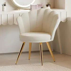 Velvet Accent Chair With Gold Metal Legs, Vanity Chair For Makeup Room, Upholstered Guest Chair For Living Room, Side Chair For Bedroom