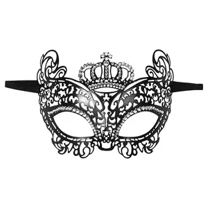OIDEA Women's Black Elegant Lightweight Plastic Half-Face Venetian Mask - Hollow Crown Motif, Rhinestones, Metal Accents, Comfortable Strap, Stylish Fashion Accessory for Halloween, Wedding summerwins,summerwins
