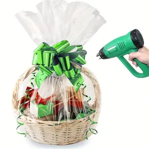 Extra Large Gift Baskets Wrap Bags, 10/20/30pcs Shrink Wrap Basket Bags, Clear Cellophane PVC Shrink Bags for Birthday, Wedding, Mother's Day, Easter, Gift Packaging