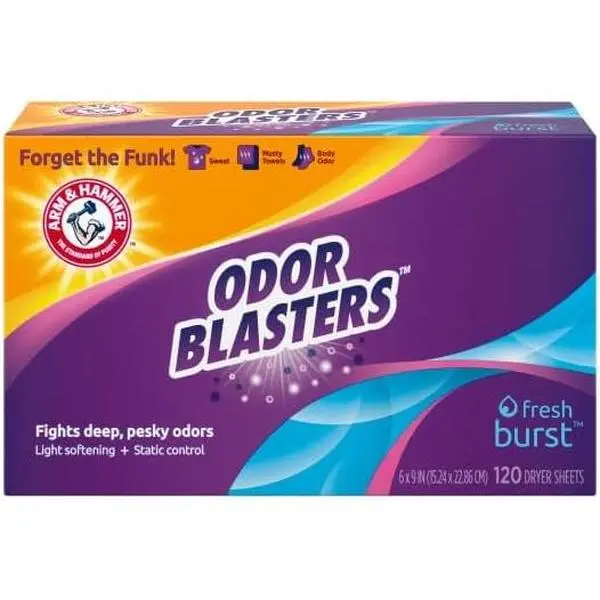 Arm & Hammer Household Odor Blaster Dryer Sheets, Fresh Burst Scent, 120-Count Pack