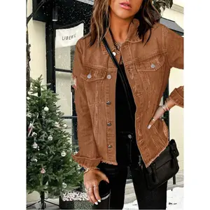 Women's Denim Jacket Old Wash Button Boyfriend Denim Jacket Jacket With Pocket Cotton Fabric